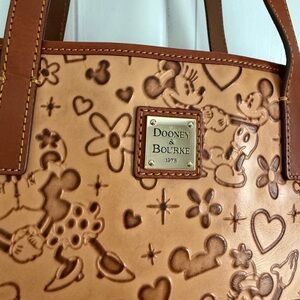 Disney Parks Mickey and Minnie Dooney & Bourke Tan Embossed Leather Tote